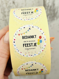Stickers Bedankt dat ik op jouw feestje mag komen