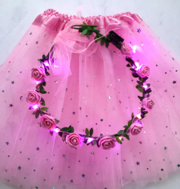 Ledtutu Roze + led bloemenhaarband