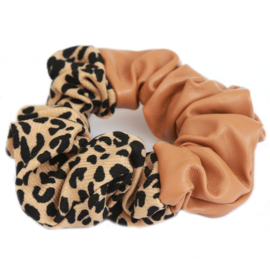 Scrunchie - duo leopard leather