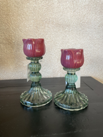 Kaarsenhouder set tulp 2 stuks