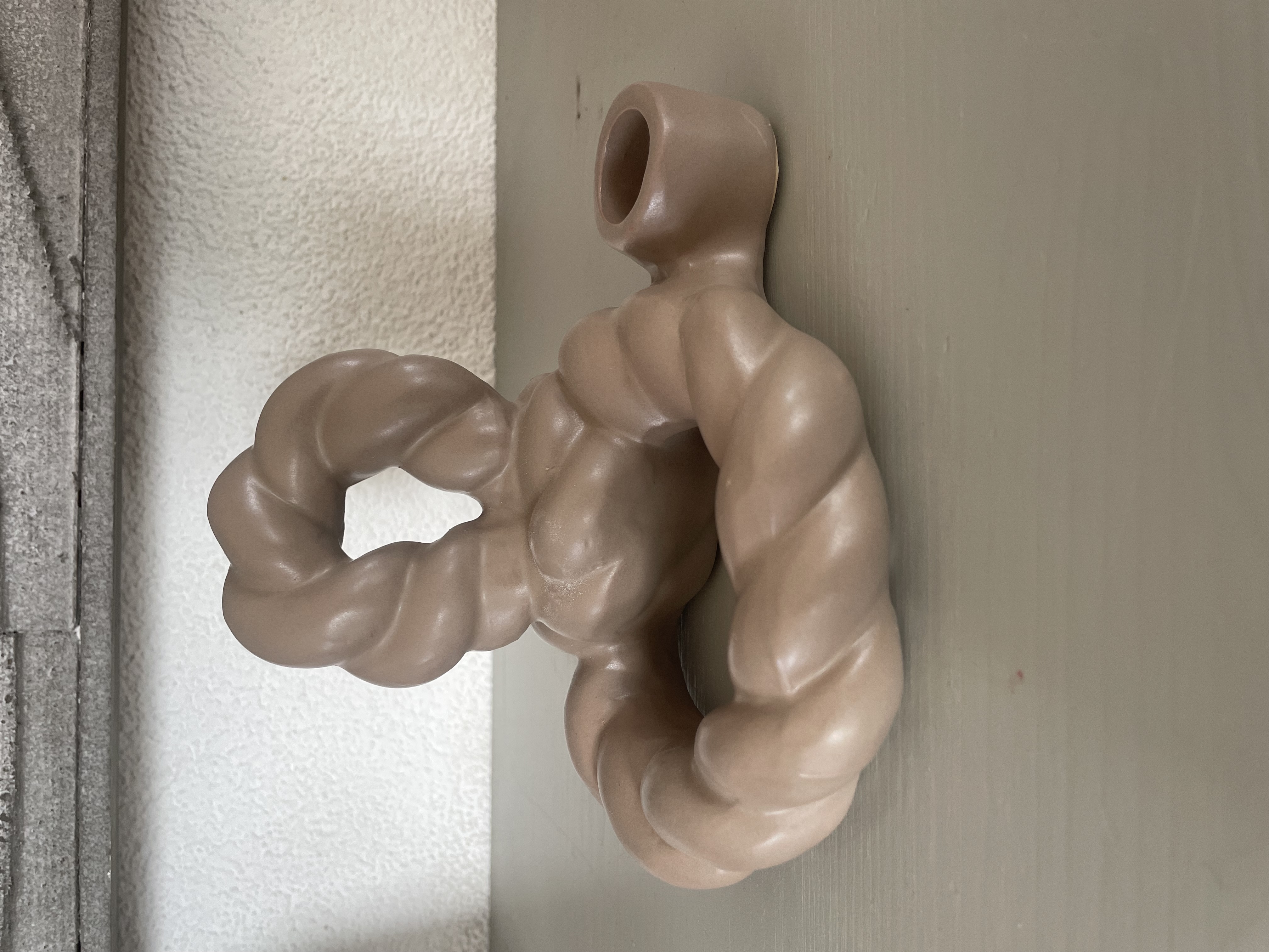 Geweven kandelaar beige grijs