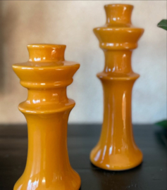 kandelaren mosterd geel set 2 stuks