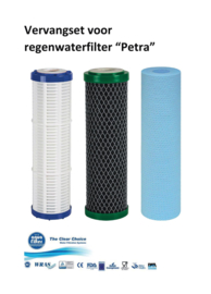 Filterset , 3 vervangfilters voor Aquafilter Anti Bacteriele regenwaterfilter "Petra" 3 staps