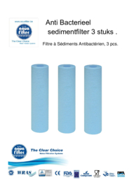 3 x Sedimentfilter Anti Bacterieel , 5 micron van 100% pure polypropyleen voor 10" filterhuis FCPS5-AB