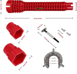 wc bril en kraan moersleutel- multi 8 in 1 tool - kraan gereedschap