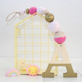 Letterhanger | Goud - Fuchsia - Lichtroze