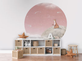 Muurcirkel Groot | Fox on the Moon - Pink