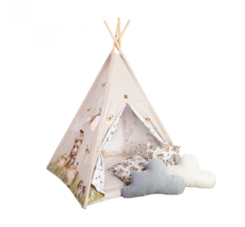 Tipi Tent - Teddybeer | Inclusief mat en kussens