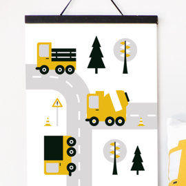 Poster | Voertuigen | Vrachtwagen | Okergeel