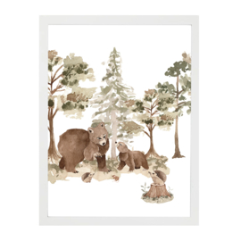 Poster | Bosdieren | Beer en egel in het bos