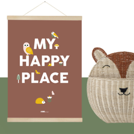 Poster | Bosdieren | Happy Place | Terracotta