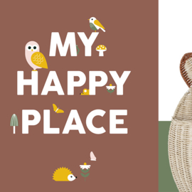 Poster | Bosdieren | Happy Place | Terracotta