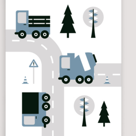 Poster | Voertuigen | Vrachtwagen | Jeansblauw