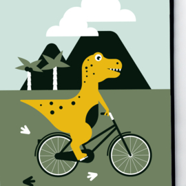 Poster | Dino | Dino op de fiets