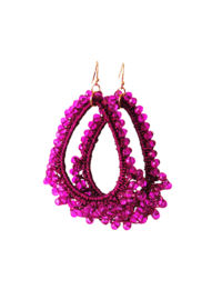Oorbellen met crystals fuchsia