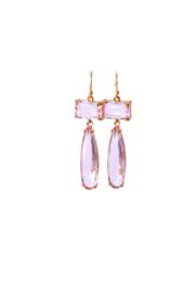 Oorbellen goldplated glassteen roze