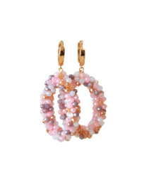 Creooltjes 24K goldplated en ovale hanger crystals multicolor