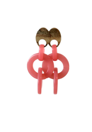 Oorbellen ringen pink/grapefruit en oorsteker