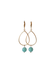 Oorbellen met druppel 24K goldplated en amazoniet