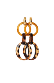 Oorbellen amber/leopard print met creooltje 24K goldplated