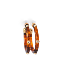 Oorbellen resin bruin en crystals
