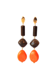 Statement oorbellen resin bruin/oranje