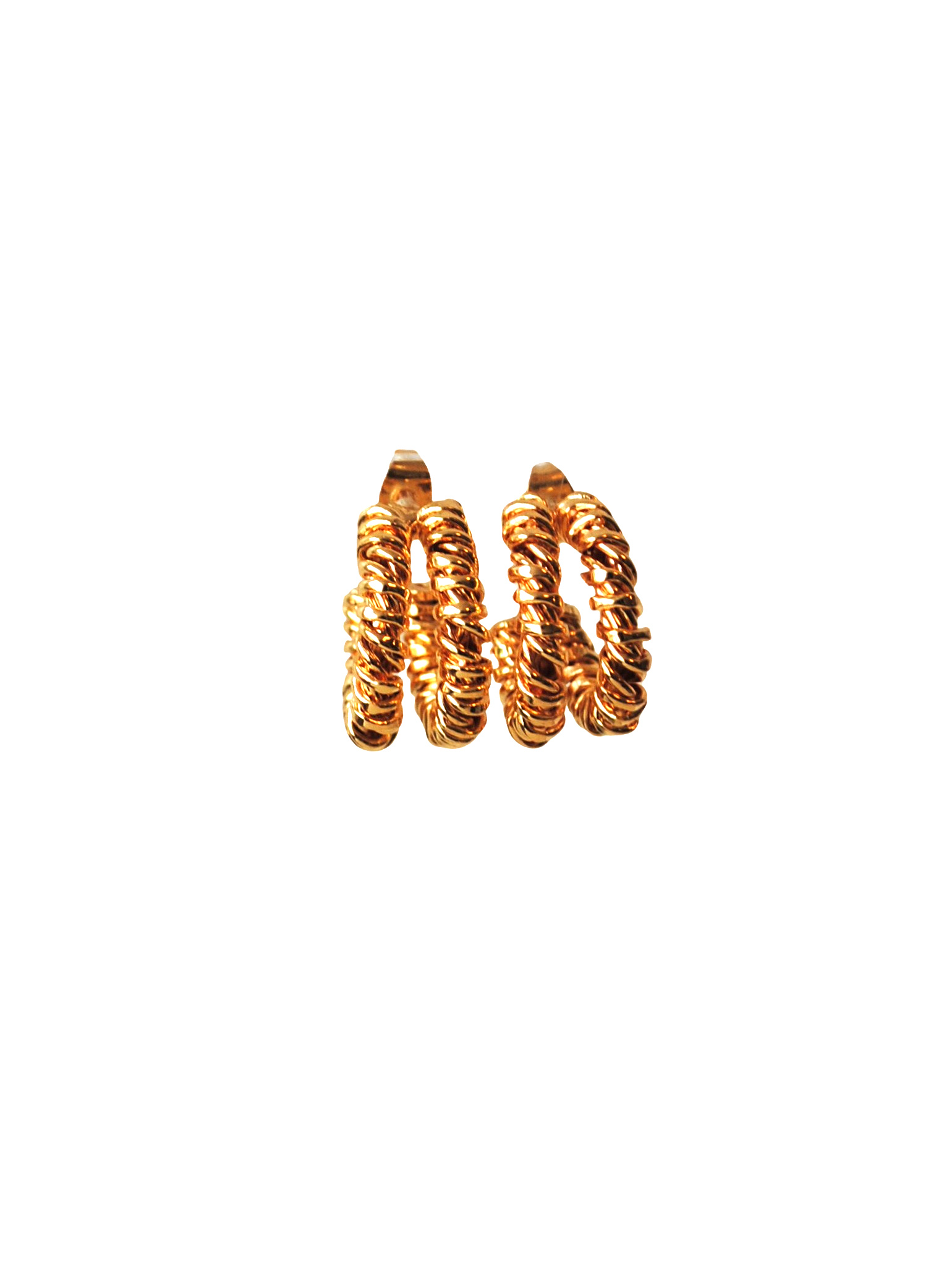 Oorbellen dubbele gedraaide ringen 24K goldplated