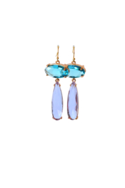 Oorbellen goldplated glassteen blauw/lila