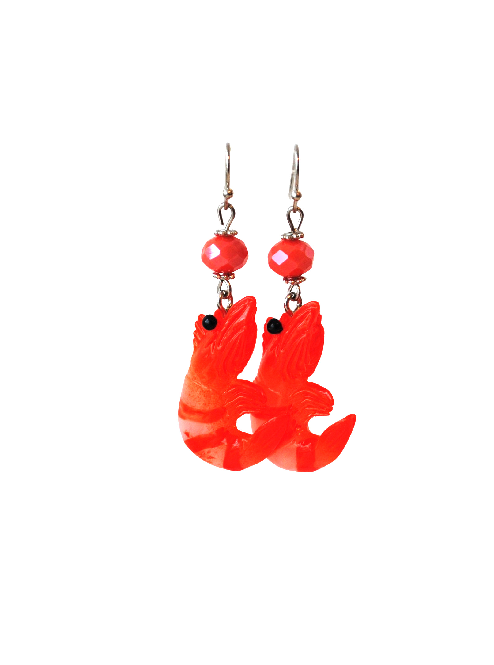 Oorbellen met shrimp en crystal