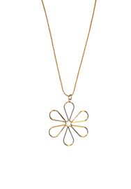 Lange ketting met bloem 24K goldplated