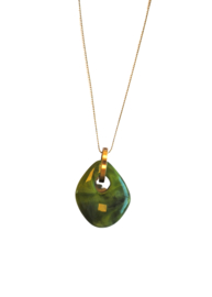 Lange ketting ball chain oud goud en ornament groen