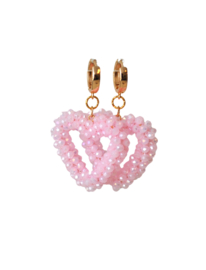 Creooltjes 24K goldplated en hart crystals roze