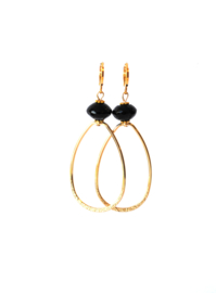 Oorbellen met onyx en hanger 24K goldplated