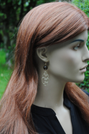 Oorbellen met rookkwarts en hanger goldplated