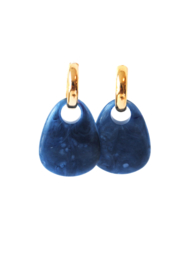 Creool 24K goldplated met hanger blauw