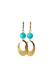 Oorbellen met agaat en hanger oud goud