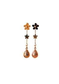 Oorbellen met bloemetjes en druppel 24K goldplated