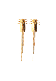 Oorsteker insect en hanger  24K goldplated en zirkonia