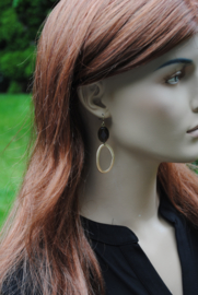 Oorbellen met onyx en hanger vintage goldplated