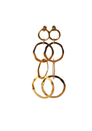 Oorbellen met oorsteker en ringen stainless steel goldplated