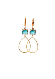Oorbellen met crystal licht blauw en hanger 24K goldplated