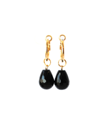 Oorbellen creool goldplated en onyx