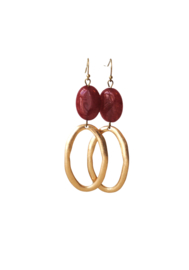 Oorbellen met strawberry kwarts en hanger vintage goldplated