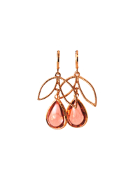 Oorbellen blad goldplated en crystal oranje