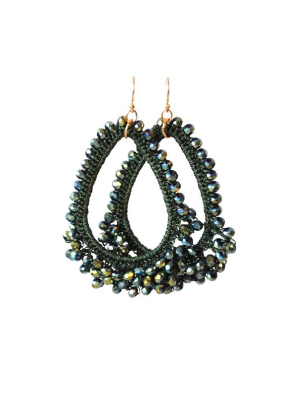 Oorbellen met crystals groen