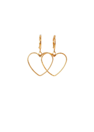 Oorbellen met hart klein 24K goldplated met creooltje