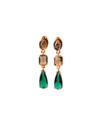 Oorbellen met crystal bruin/groen