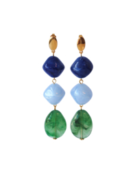 Statement oorbellen resin blauw/groen