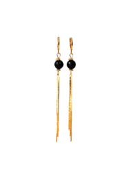 Oorbellen met onyx en tassel 24K goldplated