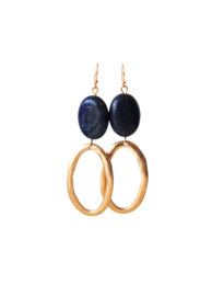 Oorbellen met lapis lazuli en hanger vintage goldplated